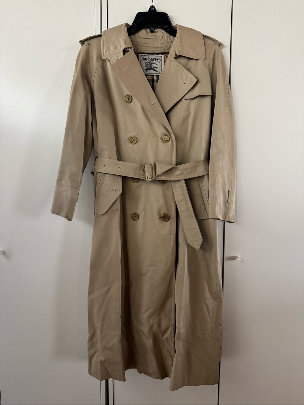 Vintage Burberry Tan Double-Breasted Trench Coat with Belt